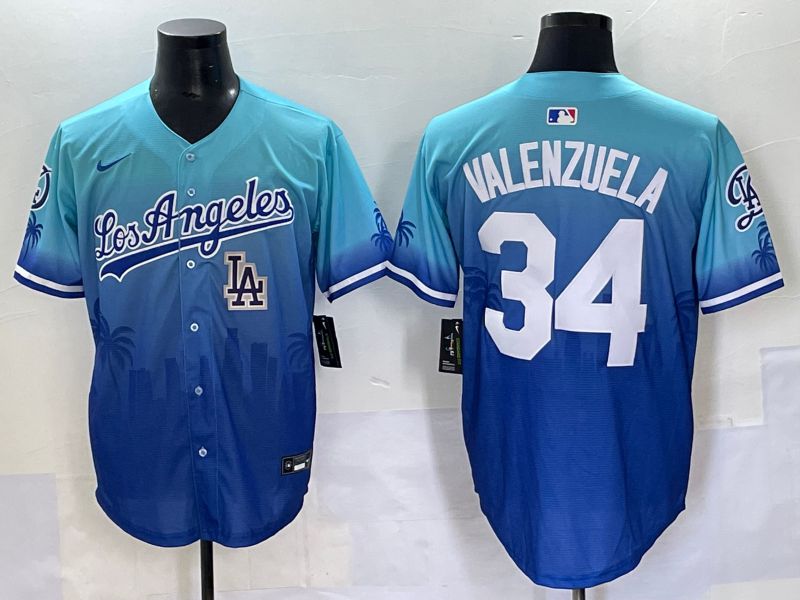Men 2025 Los Angeles Dodgers #34 Valenzuela Blue Nike MLB Jersey Daoqite style 8